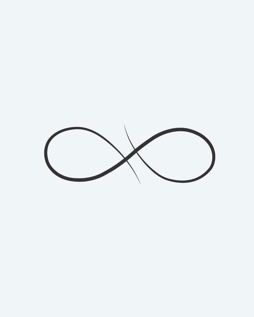 Infinity Loop semi-permanent tattoo design by INKON – thin, delicate, infinity, symbol, drawn illustration, 2 x 2 in (5x5cm), available at inkon.co