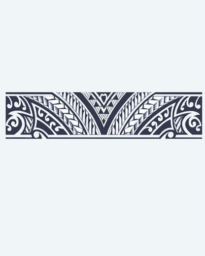 Polynesian V-Pattern Band semi-permanent tattoo design by INKON – maori, armband, central, shaped, motif illustration, 2 x 9 in (5x23cm), available at inkon.co