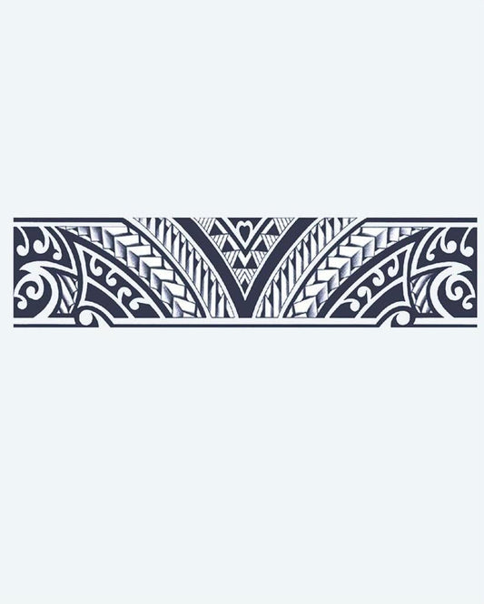 Polynesian V-Pattern Band semi-permanent tattoo design by INKON – maori, armband, central, shaped, motif illustration, 2 x 9 in (5x23cm), available at inkon.co