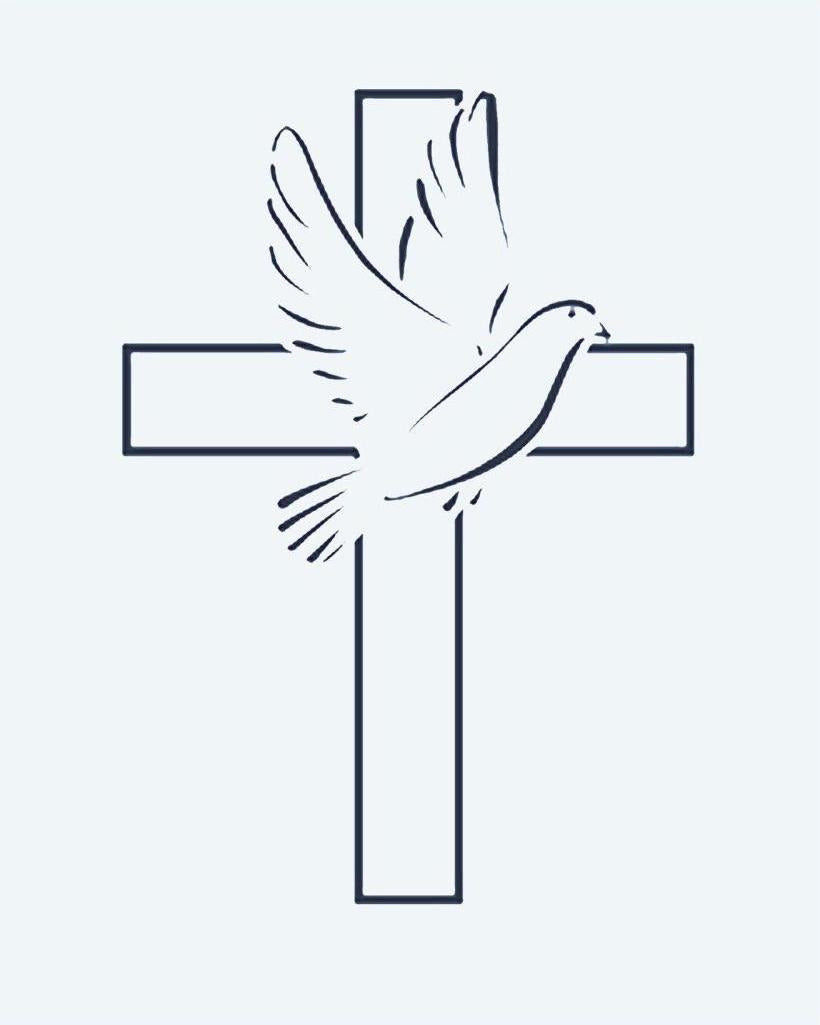 Cross & Dove semi-permanent tattoo design by INKON – cross, graceful, dove, flight, symbolizing illustration, 2 x 2 in (5x5cm), available at inkon.co