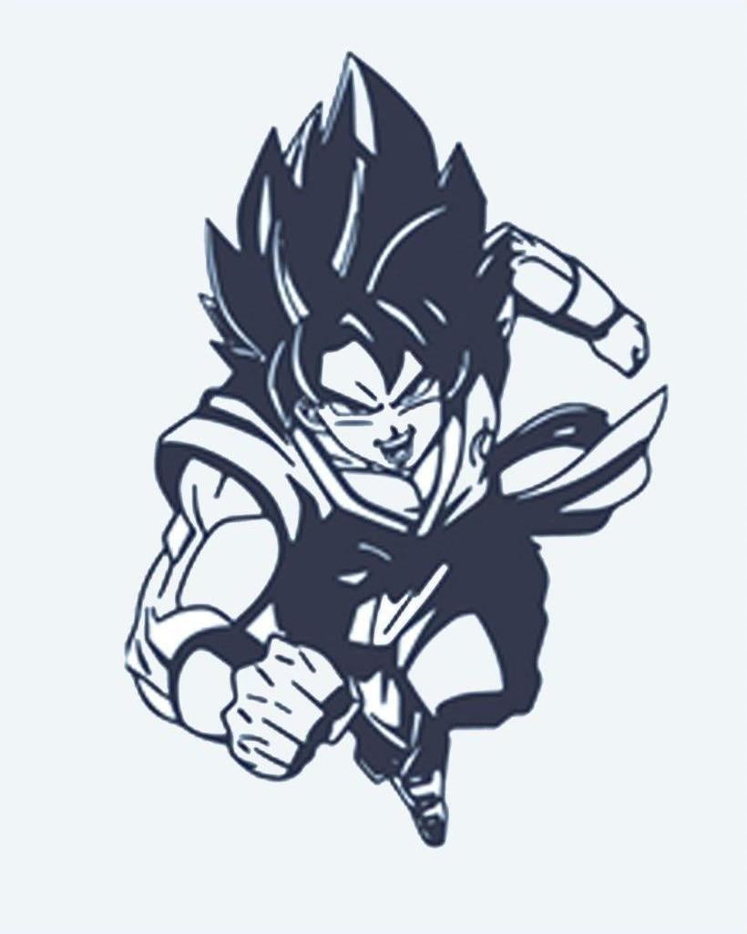 Anime Warrior semi-permanent tattoo design by INKON – dynamic, anime, warrior, action, pose illustration, 2 x 2 in (5x5cm), available at inkon.co