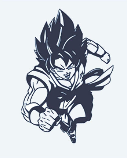 Anime Warrior semi-permanent tattoo design by INKON – dynamic, anime, warrior, action, pose illustration, 2 x 2 in (5x5cm), available at inkon.co