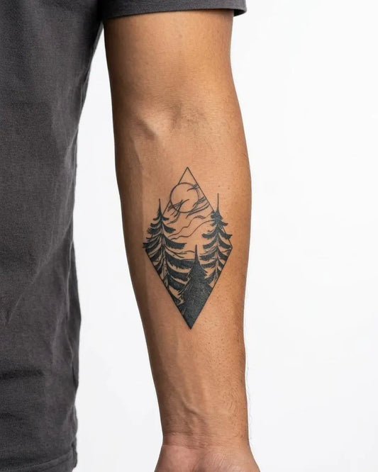 INKON Forest Diamond semi-permanent tattoo applied on a man – 3 x 4 in (7x10cm) design, realistic ink look, lasts 10 days