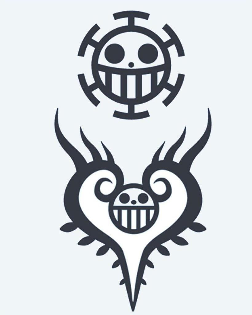 Pirate Skull Emblems semi-permanent tattoo design by INKON – pirate, skull, jolly, roger, emblems illustration, 4 x 7 in (10x17cm), available at inkon.co