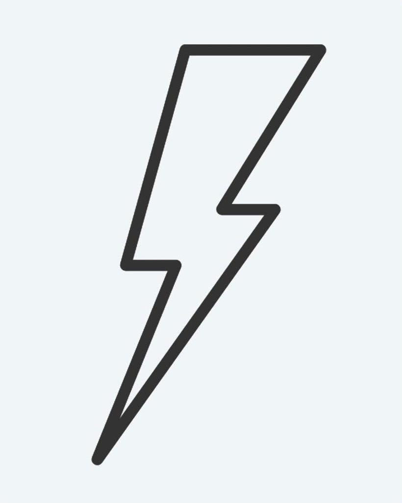 Lightning Bolt 2 semi-permanent tattoo design by INKON – outlined, lightning, bolt, graphic, behind illustration, 2 x 2 in (5x5cm), available at inkon.co