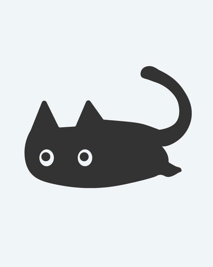 Sneaky Cat semi-permanent tattoo design by INKON – cute, crouching, silhouette, round, eyes illustration, 2 x 2 in (5x5cm), available at inkon.co
