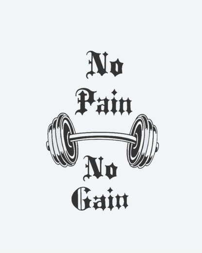 No Pain No Gain semi-permanent tattoo design by INKON – motivational, phrase, pain, gain, gothic illustration, 3 x 4 in (6x11cm), available at inkon.co