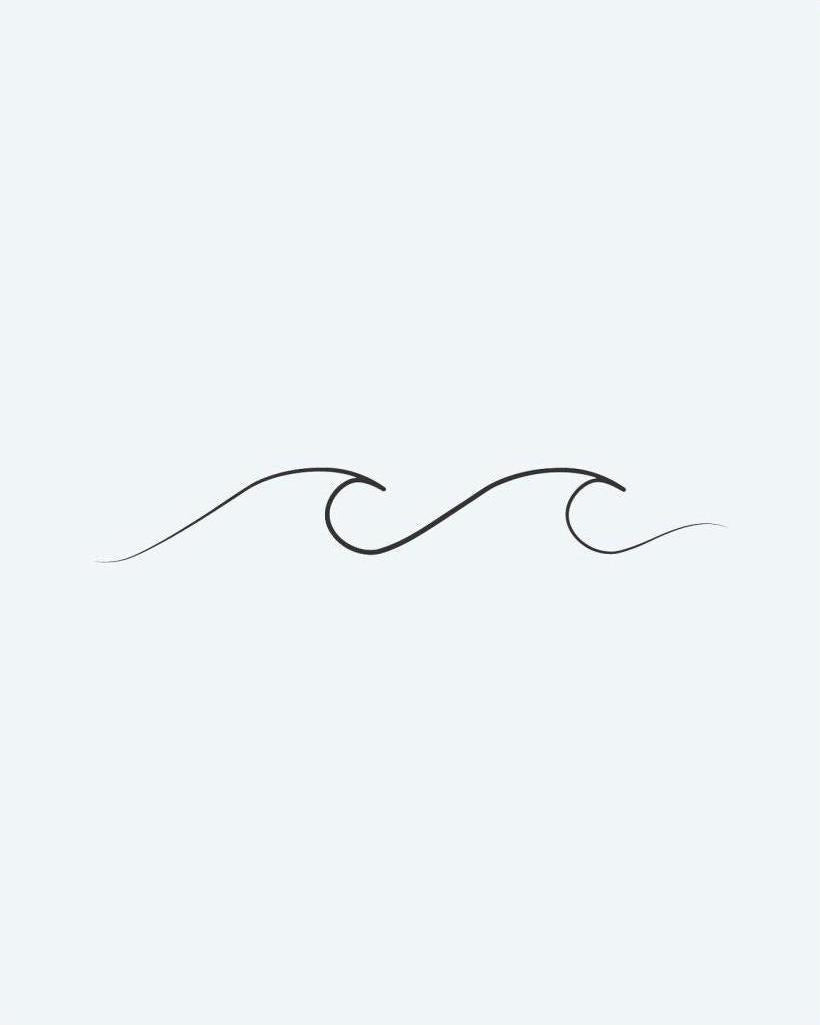 Gentle Waves semi-permanent tattoo design by INKON – delicate, continuous, wave, line, fine illustration, 2 x 2 in (5x5cm), available at inkon.co