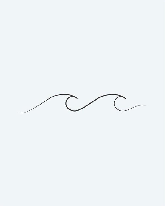 Gentle Waves semi-permanent tattoo design by INKON – delicate, continuous, wave, line, fine illustration, 2 x 2 in (5x5cm), available at inkon.co