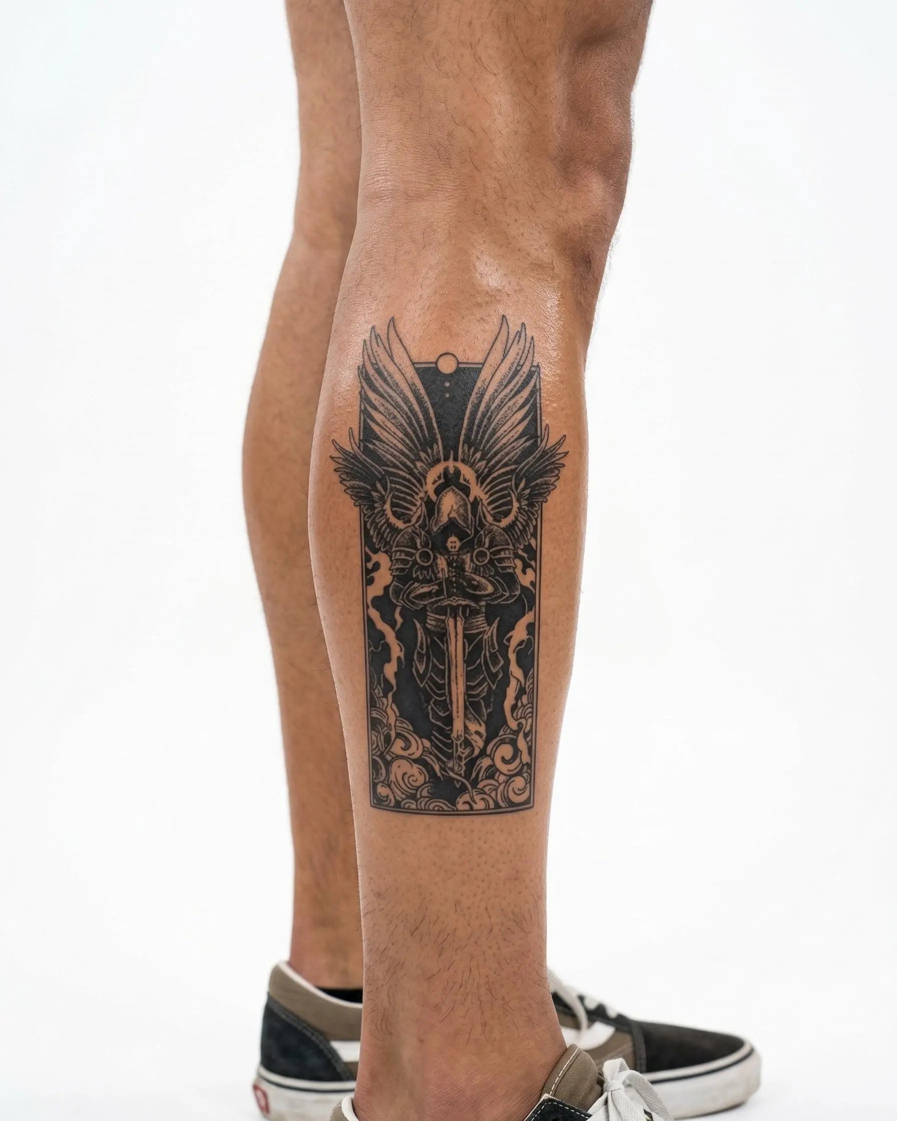 INKON Dark Archangel semi-permanent tattoo applied on a man – 4 x 7 in (10x17cm) design, realistic ink look, lasts 10 days