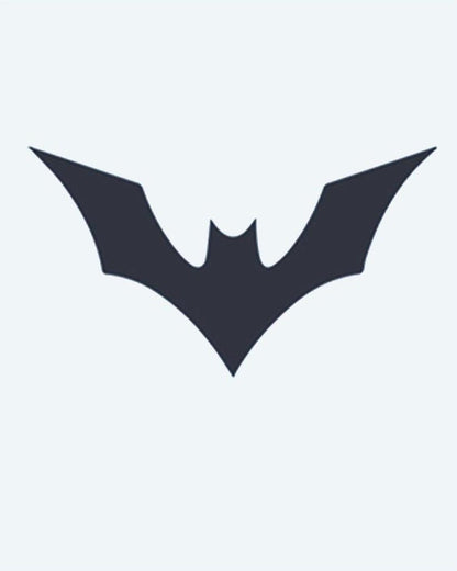 Bat Silhouette semi-permanent tattoo design by INKON – silhouette, sharp, angular, wings, minimalist illustration, 2 x 2 in (5x5cm), available at inkon.co