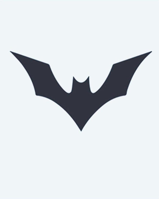 Bat Silhouette semi-permanent tattoo design by INKON – silhouette, sharp, angular, wings, minimalist illustration, 2 x 2 in (5x5cm), available at inkon.co