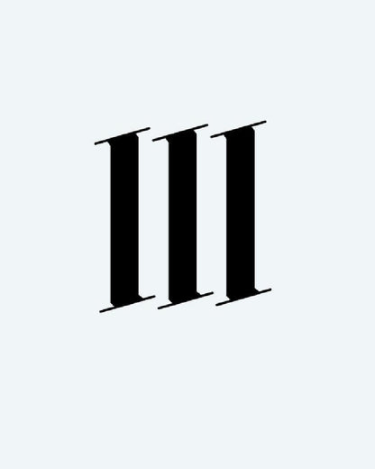 Bold Roman Numeral semi-permanent tattoo design by INKON – blackwork, typography, constructs, roman, numeral illustration, 2 x 2 in (5x5cm), available at inkon.co