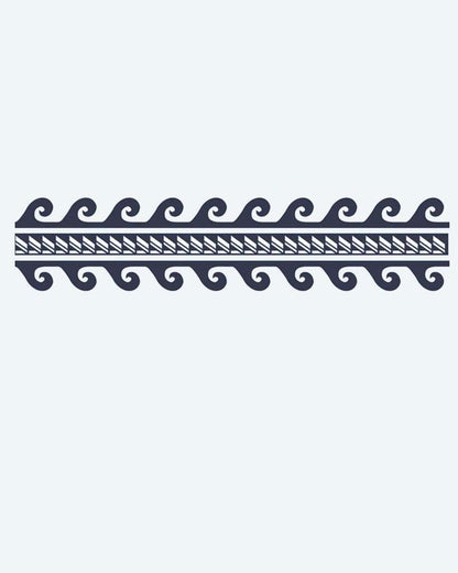 Wave & Chevron Band semi-permanent tattoo design by INKON – polynesian, armband, ocean, wave, curls illustration, 2 x 9 in (5x23cm), available at inkon.co