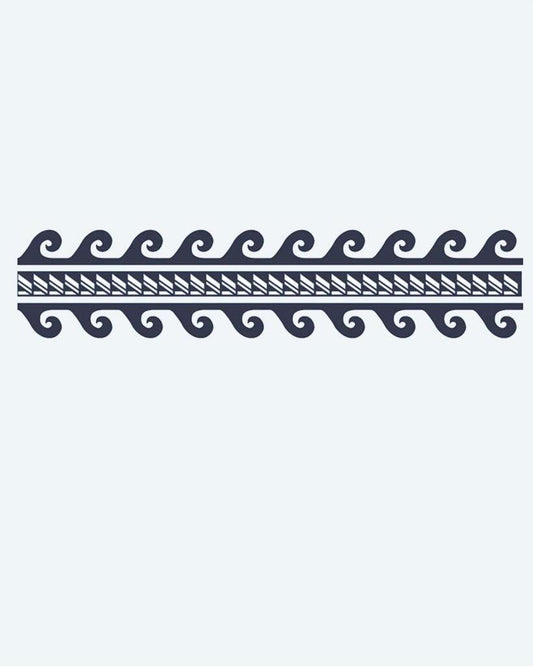 Wave & Chevron Band semi-permanent tattoo design by INKON – polynesian, armband, ocean, wave, curls illustration, 2 x 9 in (5x23cm), available at inkon.co