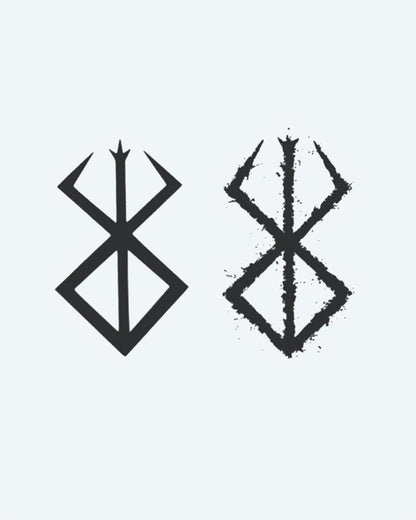 Norse Rune Symbol semi-permanent tattoo design by INKON – variations, norse, bind, rune, distressed illustration, 3 x 4 in (7x10cm), available at inkon.co