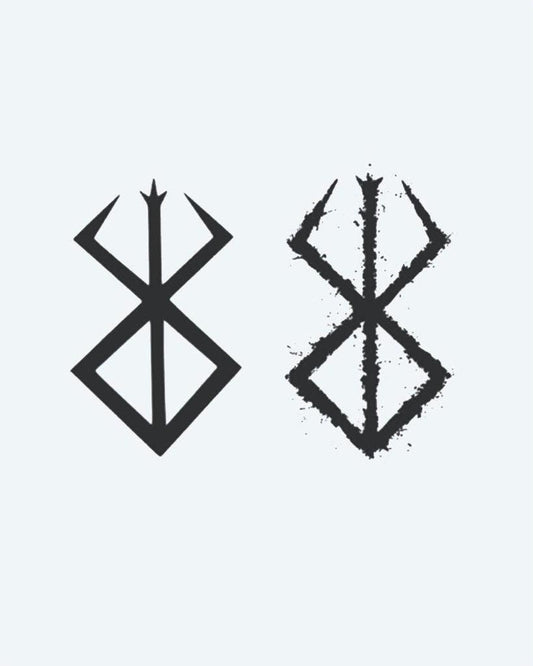 Norse Rune Symbol semi-permanent tattoo design by INKON – variations, norse, bind, rune, distressed illustration, 3 x 4 in (7x10cm), available at inkon.co