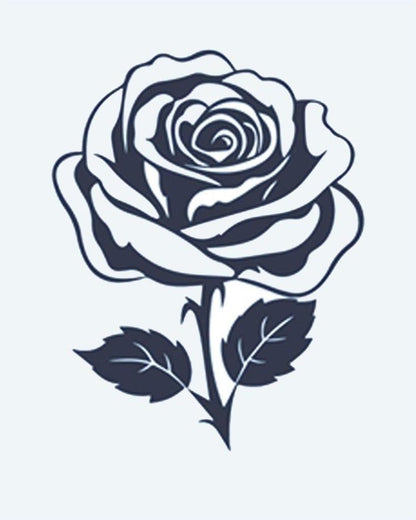 Classic Rose semi-permanent tattoo design by INKON – beautifully, rose, bloom, layered, petals illustration, 2 x 2 in (5x5cm), available at inkon.co
