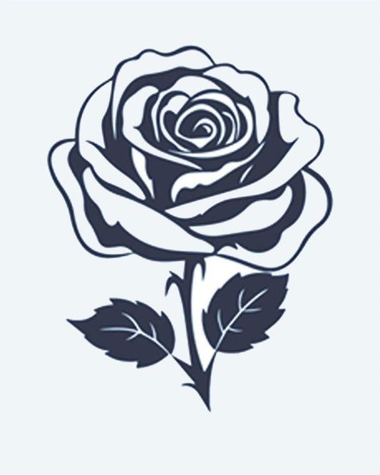 Classic Rose semi-permanent tattoo design by INKON – beautifully, rose, bloom, layered, petals illustration, 2 x 2 in (5x5cm), available at inkon.co