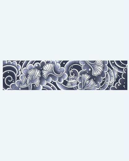 Ginkgo Leaves & Clouds Band semi-permanent tattoo design by INKON – japanese, armband, delicate, ginkgo, leaves illustration, 2 x 9 in (5x23cm), available at inkon.co