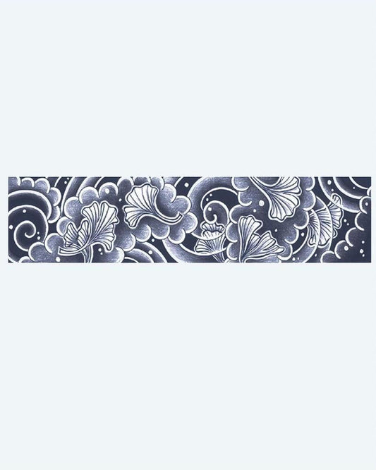 Ginkgo Leaves & Clouds Band semi-permanent tattoo design by INKON – japanese, armband, delicate, ginkgo, leaves illustration, 2 x 9 in (5x23cm), available at inkon.co