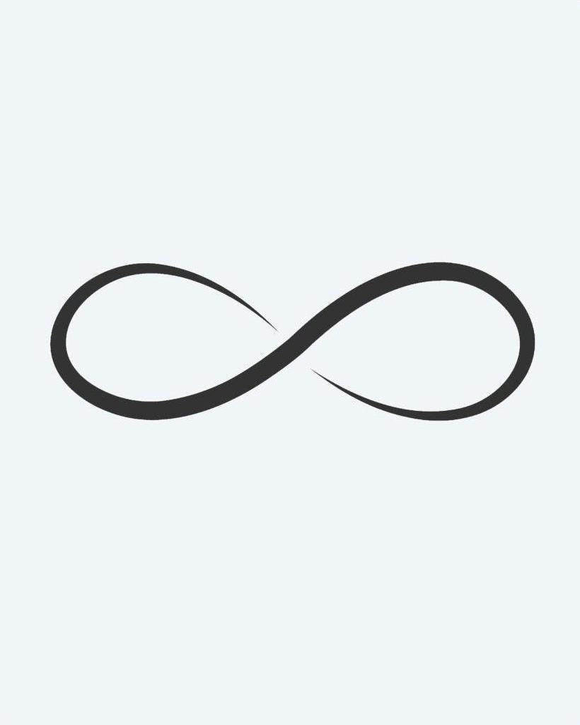 Infinity Symbol semi-permanent tattoo design by INKON – infinity, loop, line, behind, timeless illustration, 2 x 2 in (5x5cm), available at inkon.co