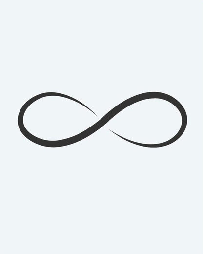 Infinity Symbol semi-permanent tattoo design by INKON – infinity, loop, line, behind, timeless illustration, 2 x 2 in (5x5cm), available at inkon.co