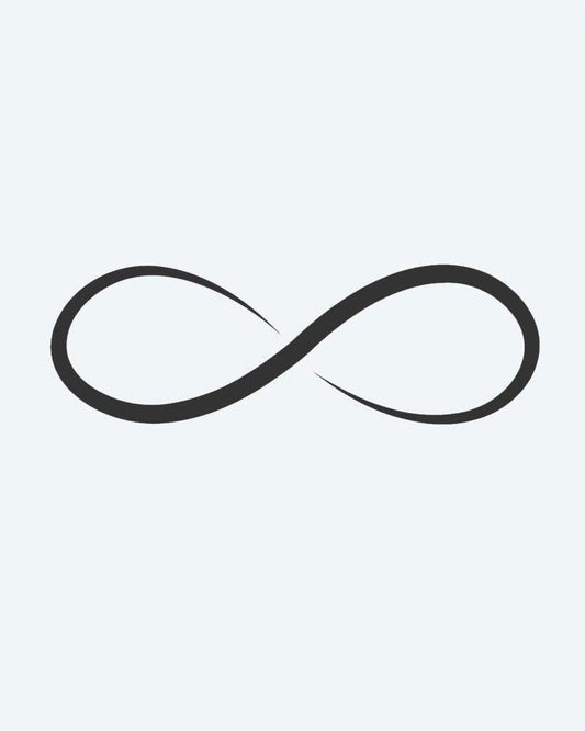 Infinity Symbol semi-permanent tattoo design by INKON – infinity, loop, line, behind, timeless illustration, 2 x 2 in (5x5cm), available at inkon.co