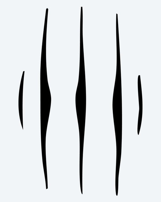 Claw Marks semi-permanent tattoo design by INKON – claw, scratch, marks, vertical, slashes illustration, 3 x 4 in (7x10cm), available at inkon.co