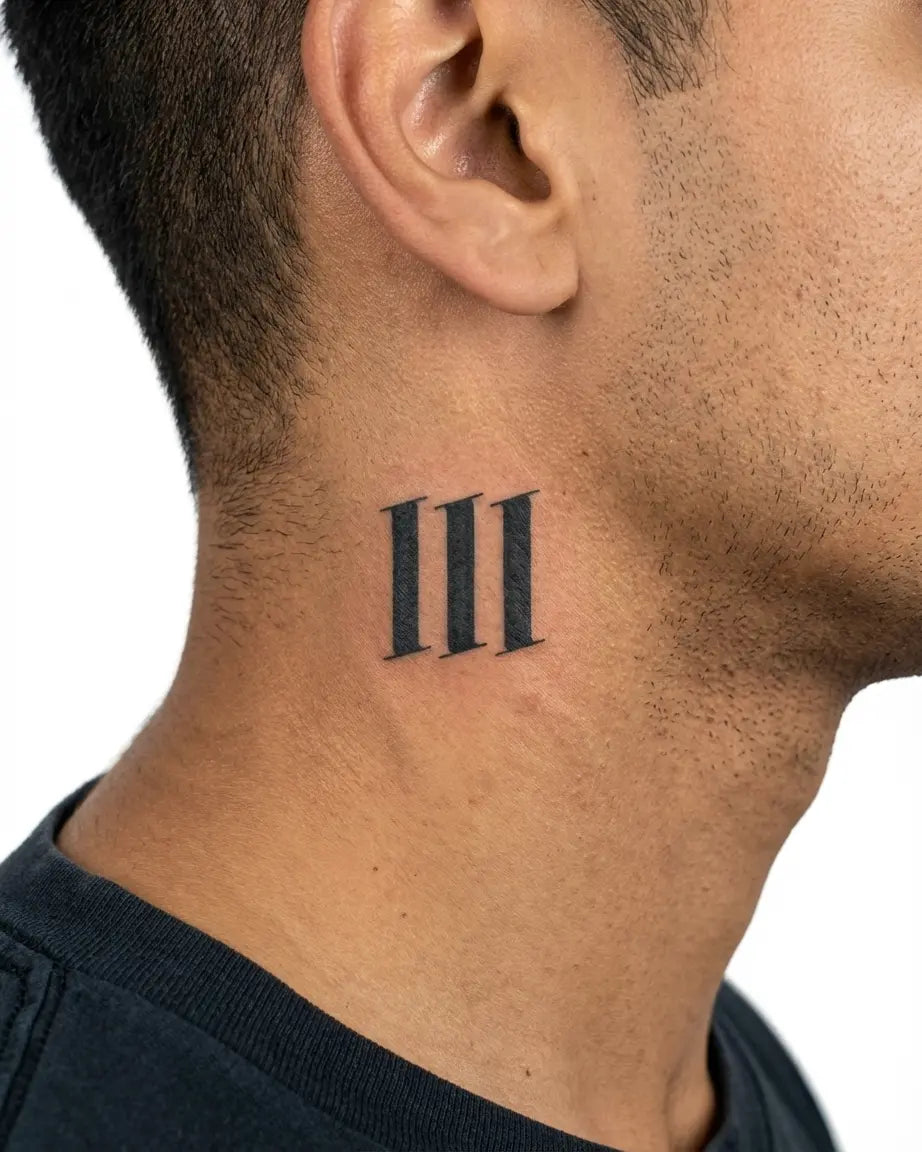 INKON Bold Roman Numeral semi-permanent tattoo applied on a man – 2 x 2 in (5x5cm) design, realistic ink look, lasts 10 days