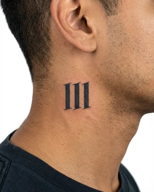 INKON Bold Roman Numeral semi-permanent tattoo applied on a man – 2 x 2 in (5x5cm) design, realistic ink look, lasts 10 days