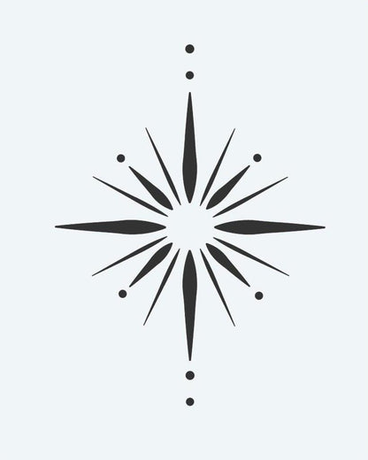 Starburst semi-permanent tattoo design by INKON – geometric, starburst, alternating, filled, thin illustration, 2 x 2 in (5x5cm), available at inkon.co