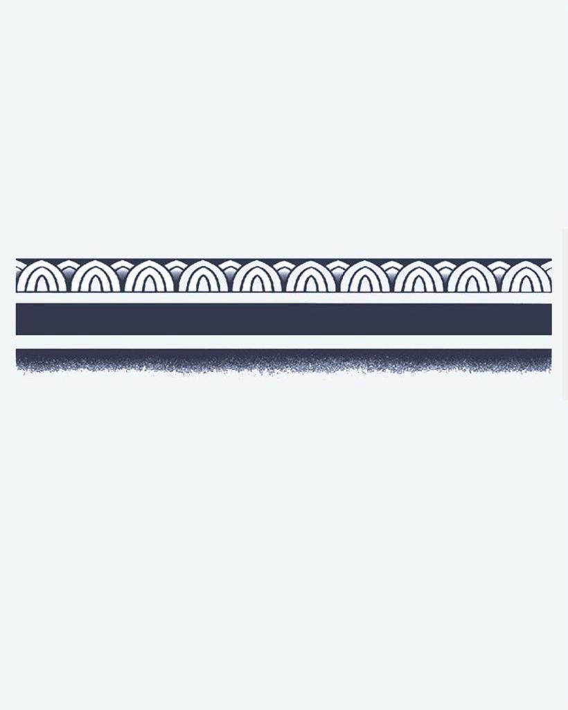 Scallop Pattern Band semi-permanent tattoo design by INKON – minimalist, geometric, armband, repeating, scallop illustration, 2 x 9 in (5x23cm), available at inkon.co