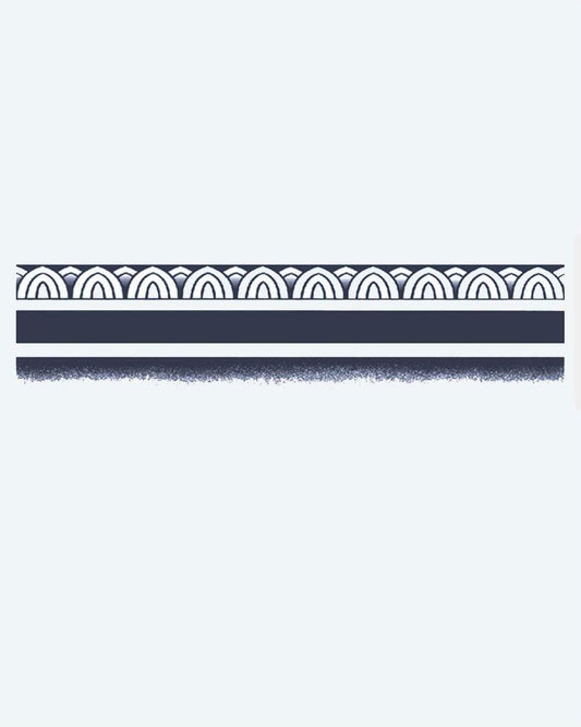 Scallop Pattern Band semi-permanent tattoo design by INKON – minimalist, geometric, armband, repeating, scallop illustration, 2 x 9 in (5x23cm), available at inkon.co