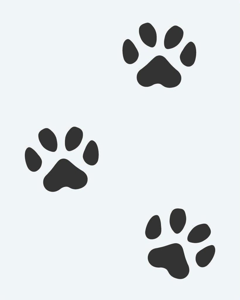 Paw Print Trail semi-permanent tattoo design by INKON – three, solid, prints, walking, diagonal illustration, 2 x 2 in (5x5cm), available at inkon.co