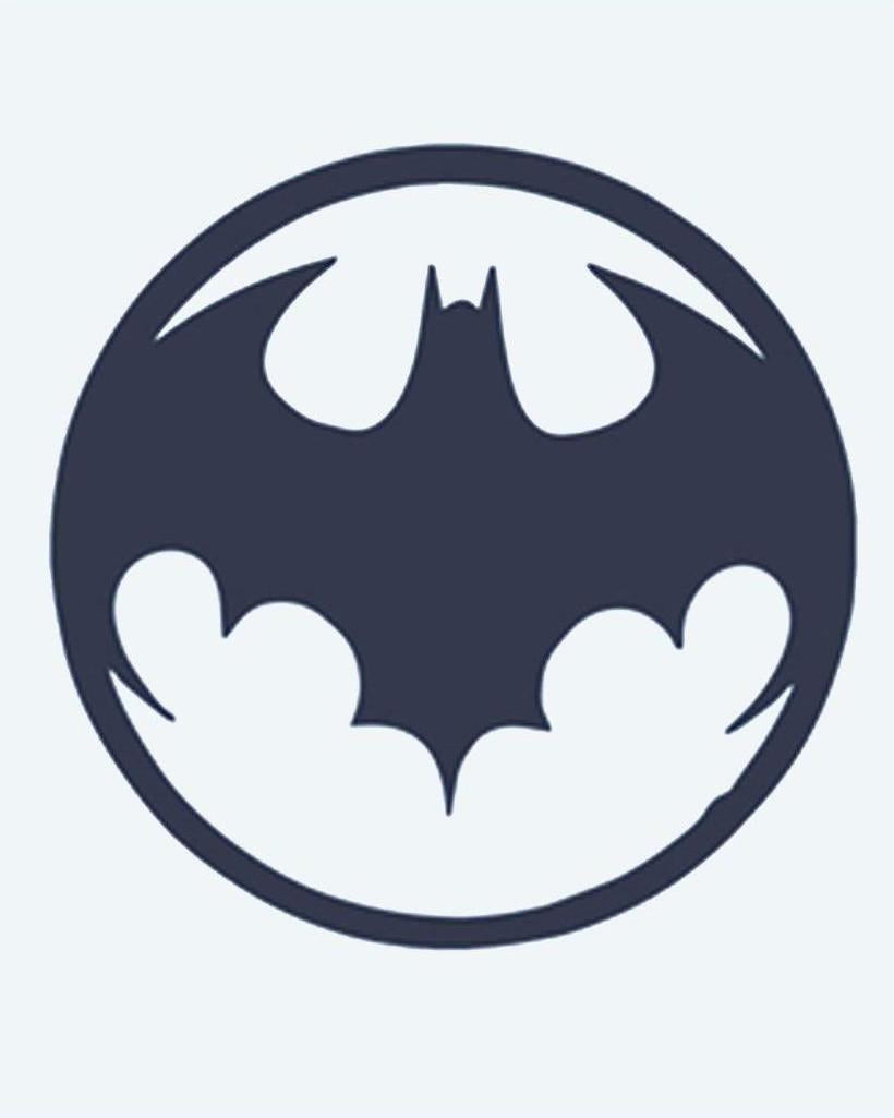 Bat Signal semi-permanent tattoo design by INKON – iconic, silhouette, inside, circular, emblem illustration, 2 x 2 in (5x5cm), available at inkon.co