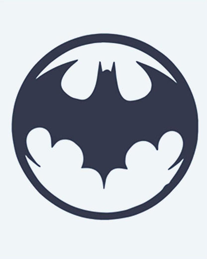 Bat Signal semi-permanent tattoo design by INKON – iconic, silhouette, inside, circular, emblem illustration, 2 x 2 in (5x5cm), available at inkon.co