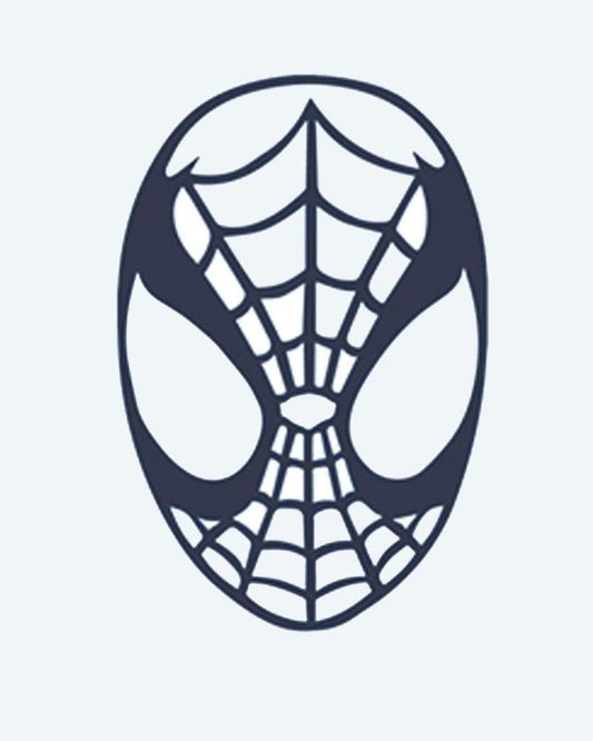 Web Hero Mask semi-permanent tattoo design by INKON – iconic, patterned, superhero, mask, large illustration, 2 x 2 in (5x5cm), available at inkon.co