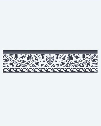 Maori Armband semi-permanent tattoo design by INKON – polynesian, armband, leaf, patterns, koru illustration, 2 x 9 in (5x23cm), available at inkon.co