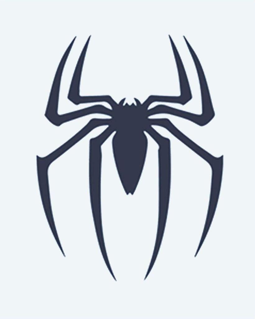 Spider Emblem semi-permanent tattoo design by INKON – spider, silhouette, long, angular, legs illustration, 2 x 2 in (5x5cm), available at inkon.co