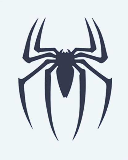 Spider Emblem semi-permanent tattoo design by INKON – spider, silhouette, long, angular, legs illustration, 2 x 2 in (5x5cm), available at inkon.co