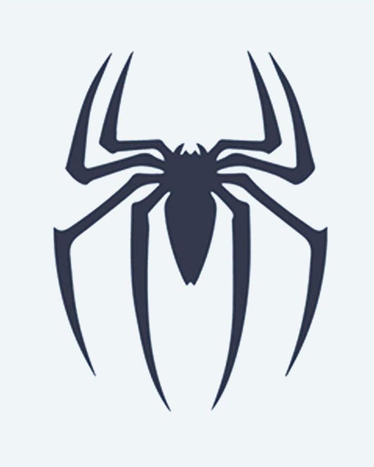 Spider Emblem semi-permanent tattoo design by INKON – spider, silhouette, long, angular, legs illustration, 2 x 2 in (5x5cm), available at inkon.co