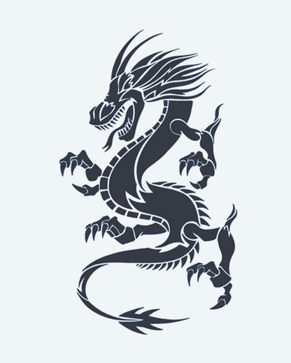 Chinese Dragon semi-permanent tattoo design by INKON – chinese, dragon, dynamic, climbing, pose illustration, 4 x 7 in (10x17cm), available at inkon.co