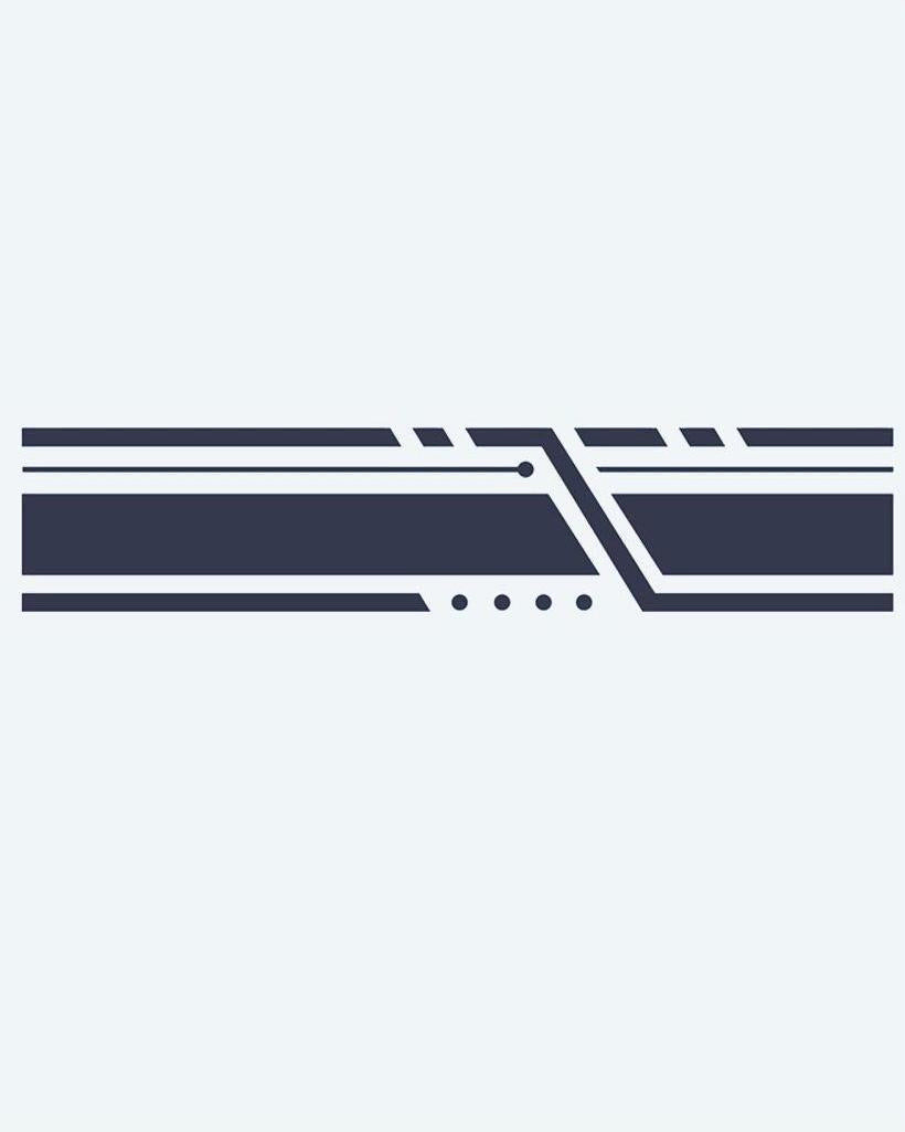 Geometric Lines Band semi-permanent tattoo design by INKON – minimalist, armband, parallel, lines, angular illustration, 2 x 9 in (5x23cm), available at inkon.co