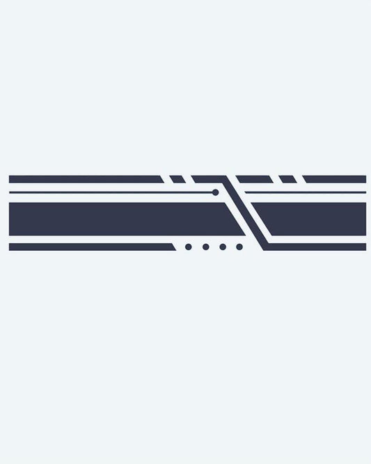 Geometric Lines Band semi-permanent tattoo design by INKON – minimalist, armband, parallel, lines, angular illustration, 2 x 9 in (5x23cm), available at inkon.co