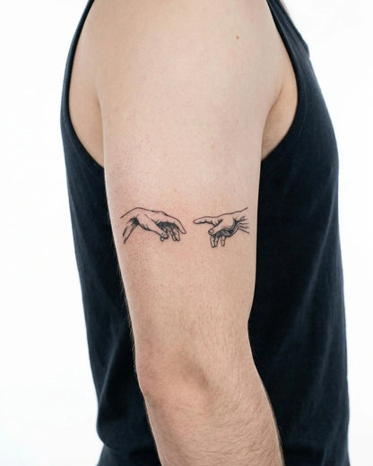 INKON Creation Hands semi-permanent tattoo applied on a man – 3 x 4 in (6x11cm) design, realistic ink look, lasts 10 days