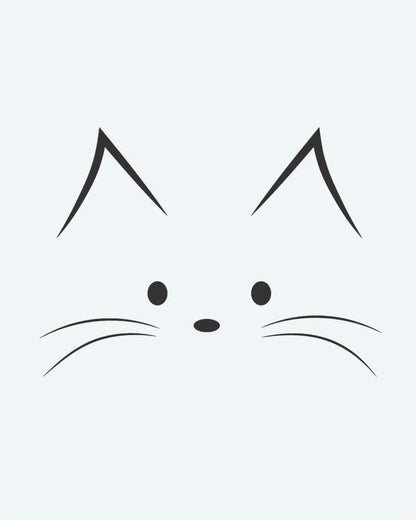 Cat Face semi-permanent tattoo design by INKON – minimalist, face, pointed, ears, eyes illustration, 2 x 2 in (5x5cm), available at inkon.co