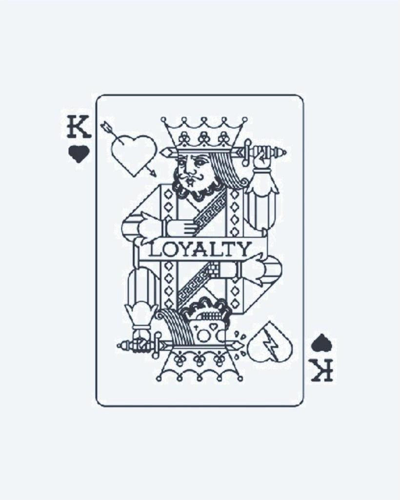 King of Hearts - Loyalty semi-permanent tattoo design by INKON – creative, king, hearts, playing, card illustration, 3 x 4 in (7x10cm), available at inkon.co