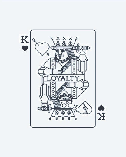 King of Hearts - Loyalty semi-permanent tattoo design by INKON – creative, king, hearts, playing, card illustration, 3 x 4 in (7x10cm), available at inkon.co