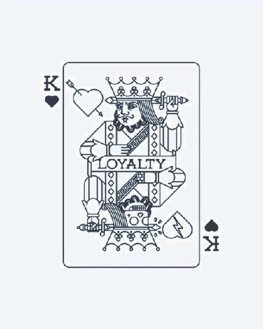 King of Hearts - Loyalty semi-permanent tattoo design by INKON – creative, king, hearts, playing, card illustration, 3 x 4 in (7x10cm), available at inkon.co